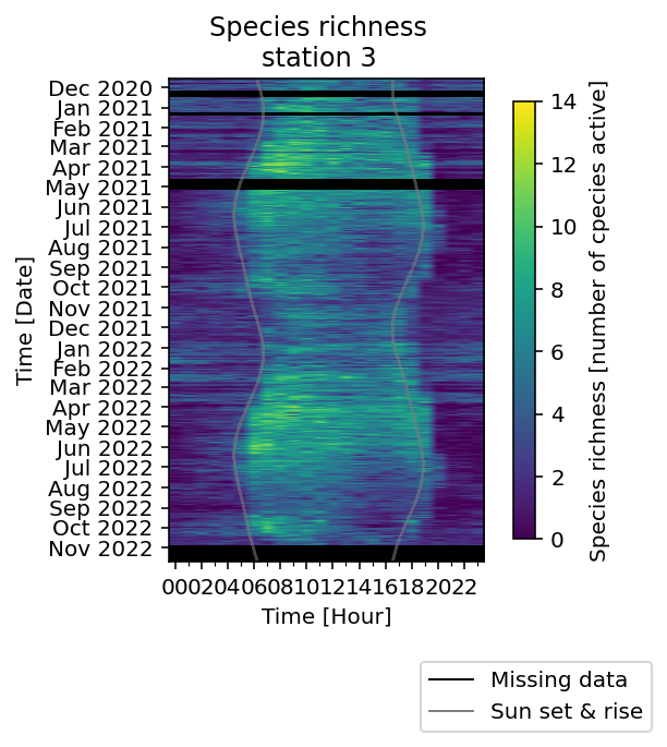 Species richness at station 3